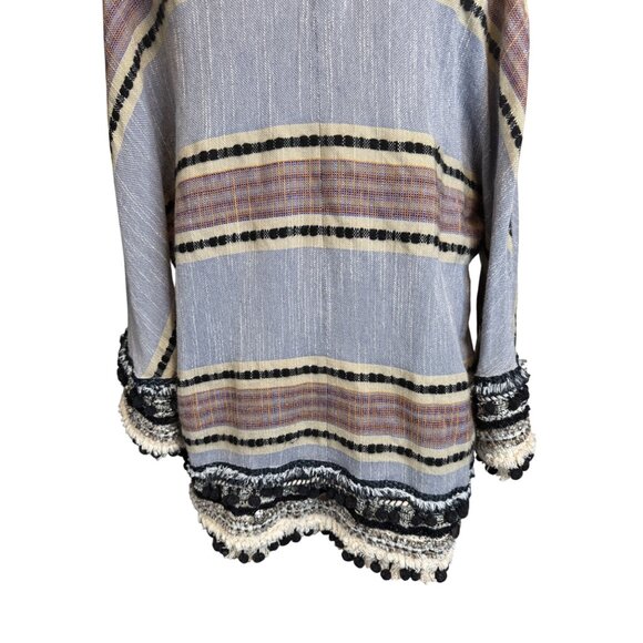 2/$30 ZARA Small Woven BOHO Open-Front Jacket Cardigan Fringe Pom Tassel Trim - Picture 14 of 15